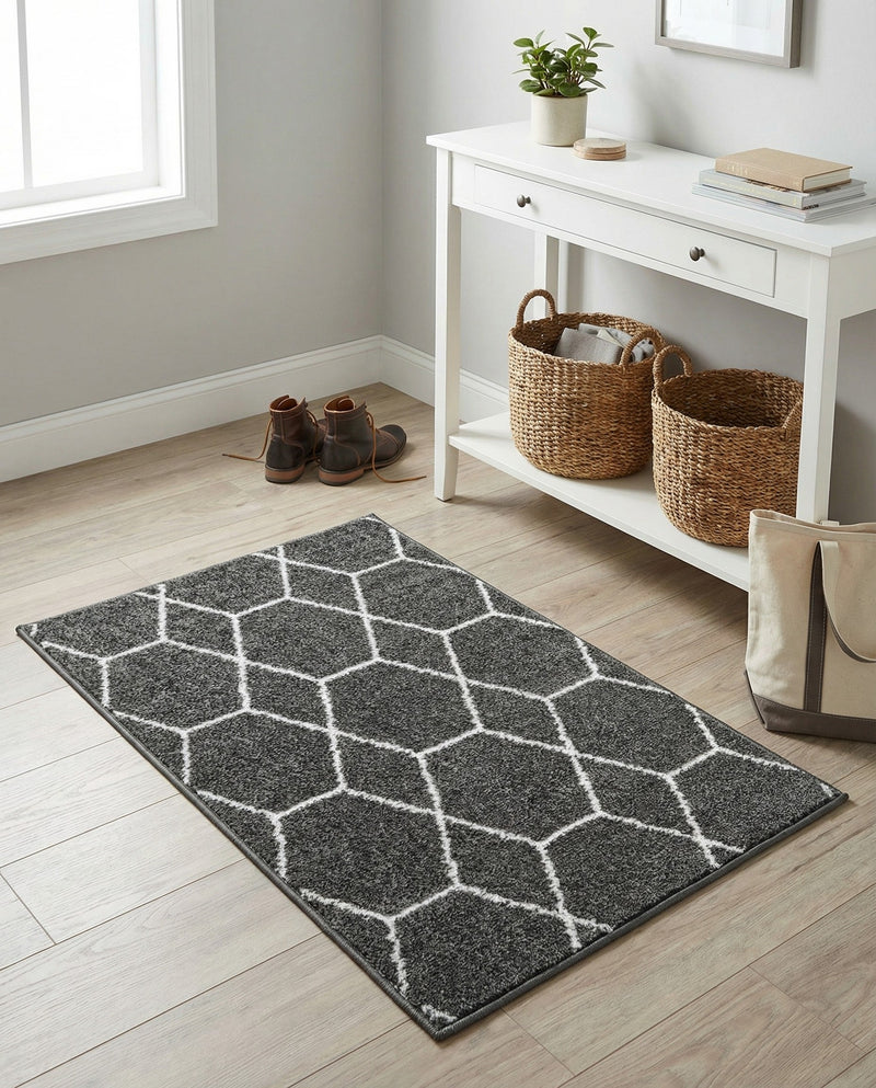Trellis Mosaic Collection Area Rug - Arborville (Dark Gray) Rectangle Dark Gray  lifestyle 4