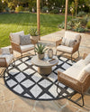 Urban Terrace Collection Area Rug -  Hudson Round Black and White  lifestyle 42