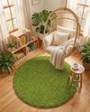 Plush Oasis Collection Area Rug - Serenity (Grass Green) Round Grass Green  lifestyle 58