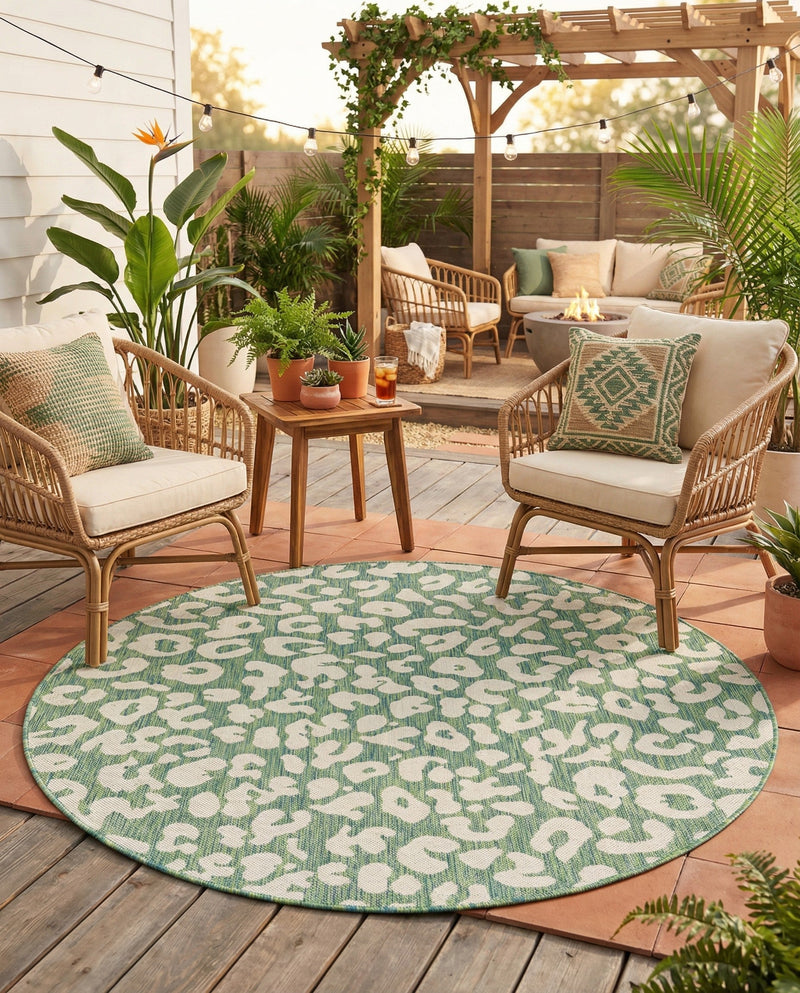 Savannah Escape Collection Area Rug -  Amazon (Green Blue) Round Green Blue  lifestyle 24