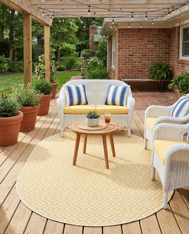 Urban Oasis Rugs Collection Area Rug -  Rooftop (Yellow Ivory) Oval Yellow Ivory  lifestyle 63