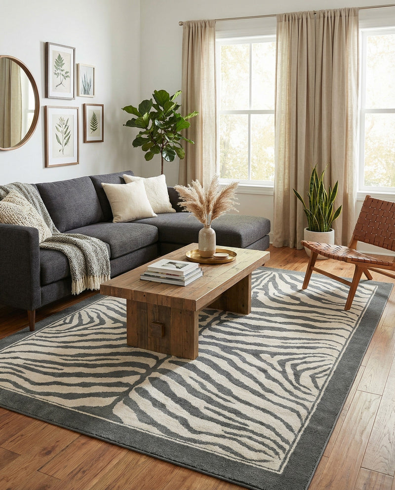 Savannah Sojourn Collection Area Rug -  Kalahari Rectangle Gray and Ivory  lifestyle 20