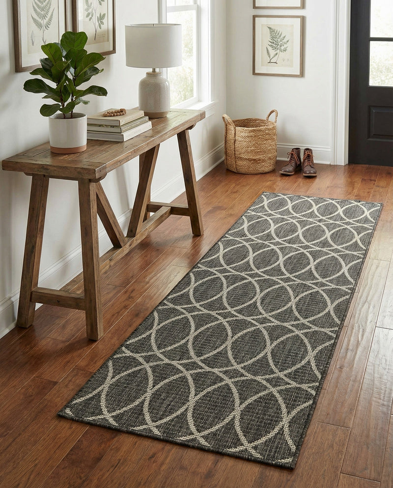Savannah Pergola Collection Area Rug -  Pavilion (Charcoal) Runner Charcoal  lifestyle 50
