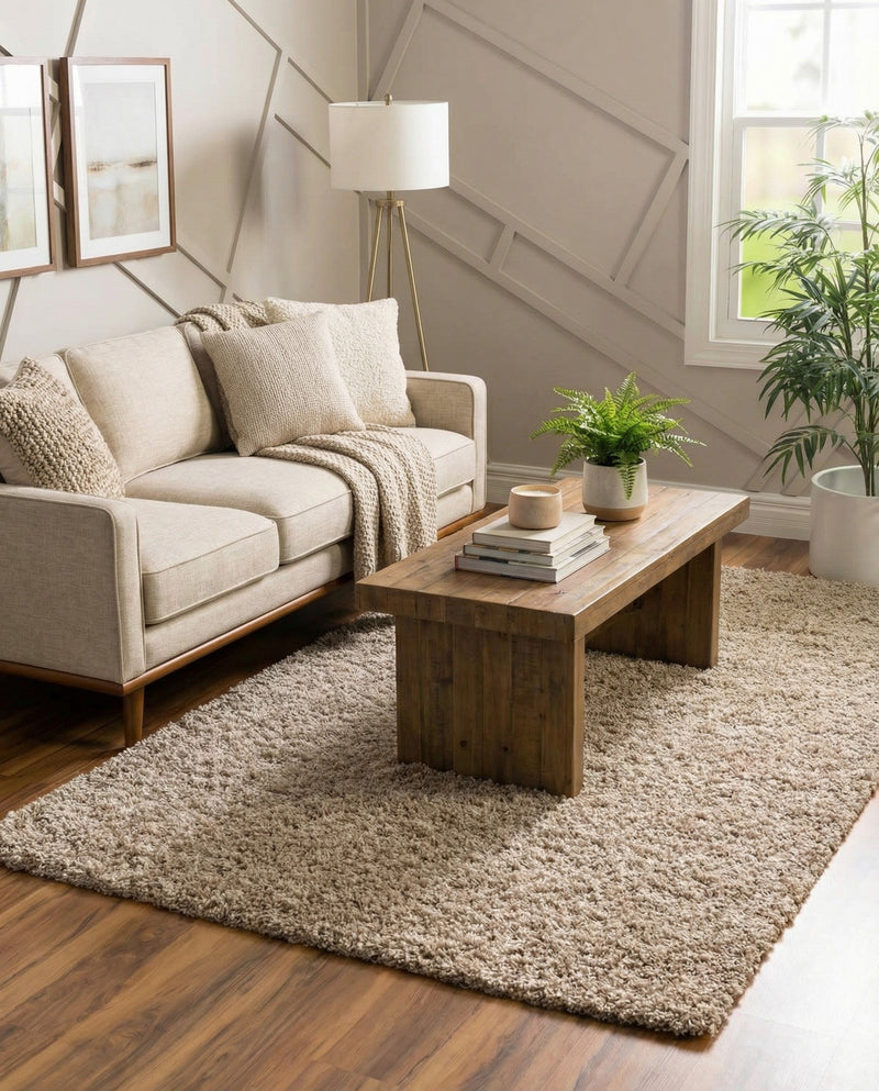 Plush Oasis Collection Area Rug - Serenity (Taupe) Rectangle Taupe  lifestyle 9