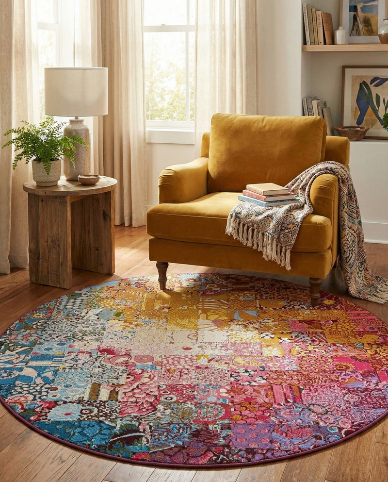 Urban Terrace Collection Area Rug -  Terrace Round Multi  lifestyle 50
