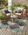 Outdoor Marrakesh Collection Area Rug -  Rabat Rectangle Gray Blue Ivory  lifestyle 19