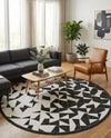 Urban Terrace Collection Area Rug -  Mercer Round Black and White  lifestyle 17