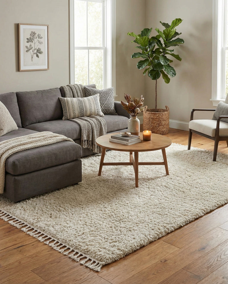 Cozy Cove Shag Collection Area Rug -  Harbor Rectangle Ivory  lifestyle 17
