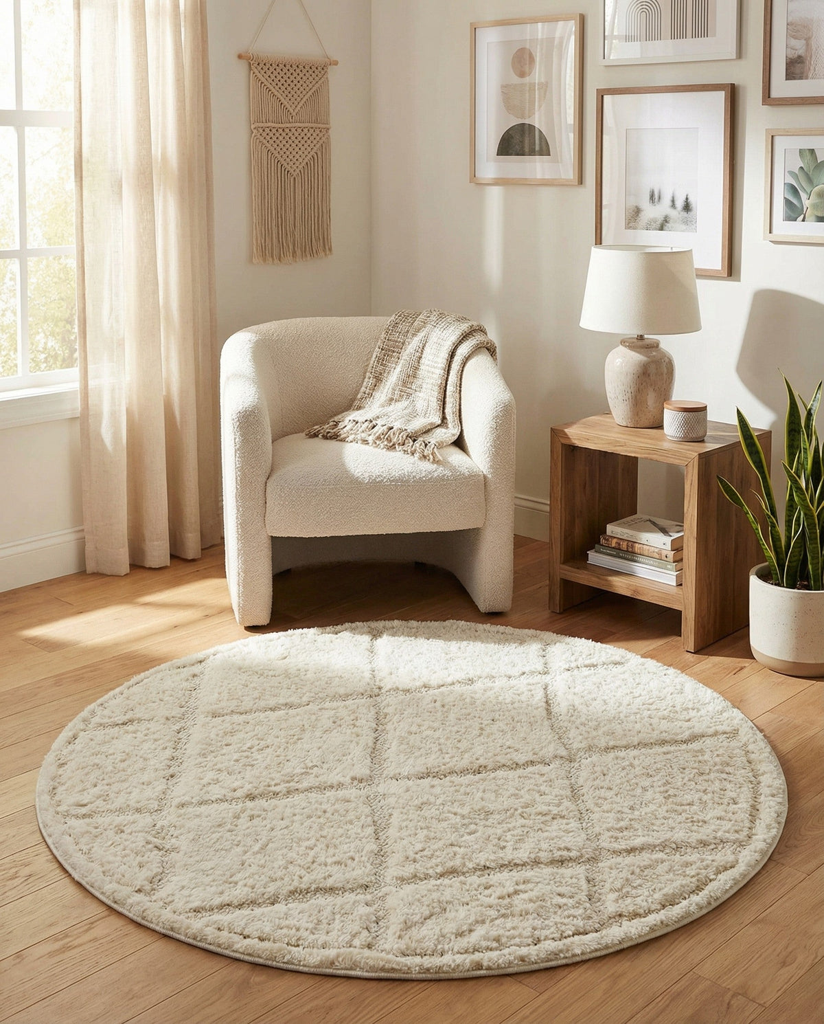 Trellis Haven Collection Area Rug - Havenwood Round Ivory  lifestyle 121