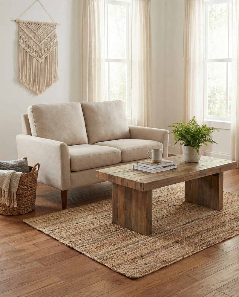 Woven Seaside Jute Collection Area Rug - Savannah (Natural) Rectangle Natural  lifestyle 8