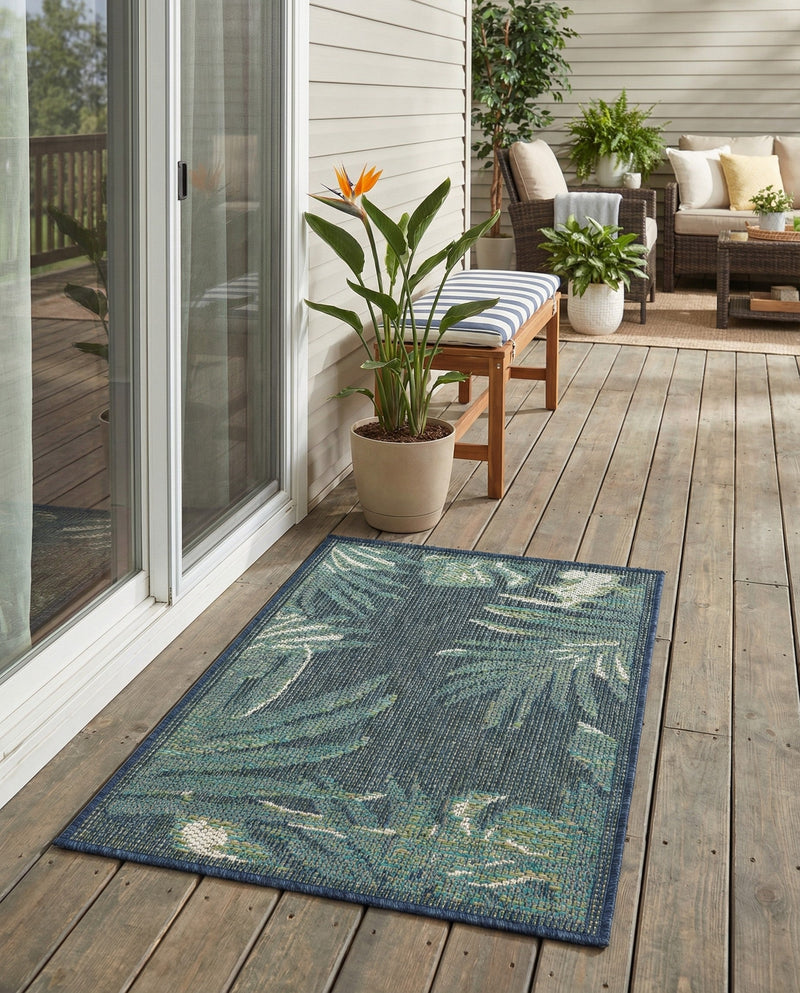 Coastal Terrace Collection Area Rug -  Anchor Rectangle Navy Blue  lifestyle 23
