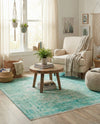 Bazaar Chic Collection Area Rug -  Taza Square Turquoise  lifestyle 44