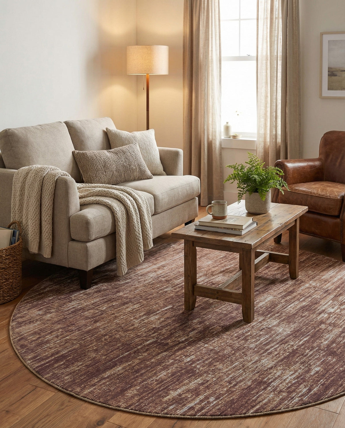 Sahara Essence Collection Area Rug - Oasis (Brown) Round Brown  lifestyle 79