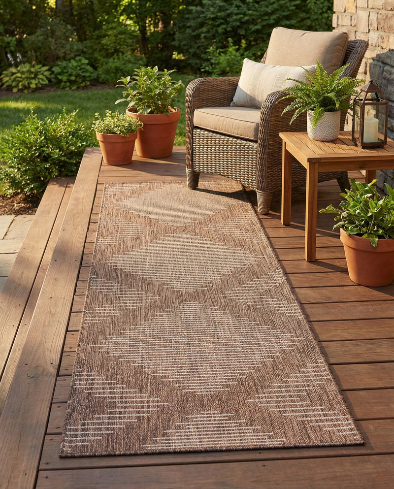 Urban Terrace Collection Area Rug -  Chelsea (Brown) Runner Brown  lifestyle 76