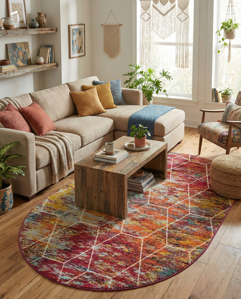 Trellis Mosaic Collection Area Rug - Arborville (Multi) Oval Multi  lifestyle 33