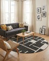 Urban Terrace Collection Area Rug -  Parkside Round Black and White  lifestyle 55