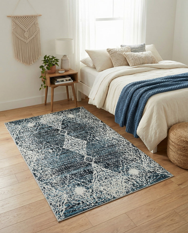 Aegean Elegance Washables Collection Area Rug -  Naxos Rectangle Navy Blue  lifestyle 11