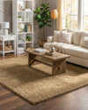 Cozy Comfort Shag Collection Area Rug - Haven (Khaki) Square Khaki  lifestyle 32