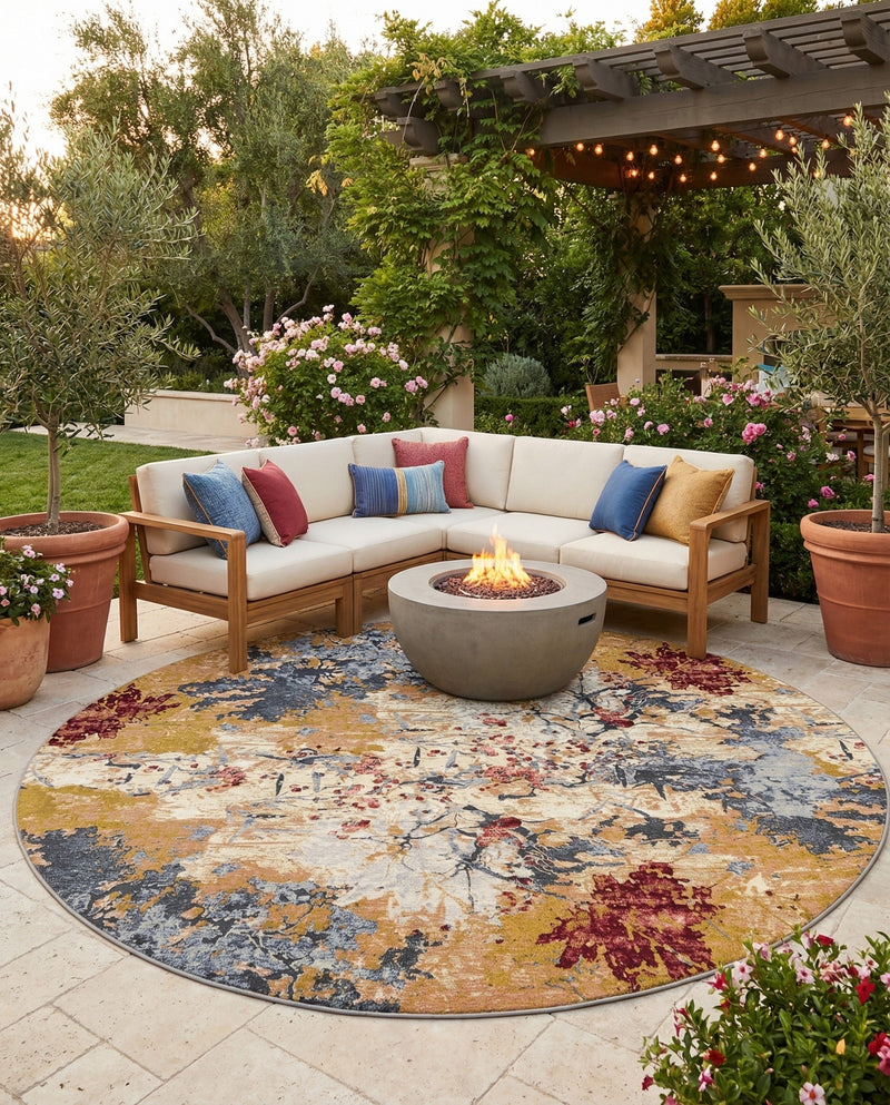 Urban Terrace Collection Area Rug -  Alcove Round Multi  lifestyle 32