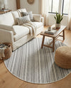 Seaside Stripes Collection Area Rug -  Boardwalk (Beige) Round Beige  lifestyle 66
