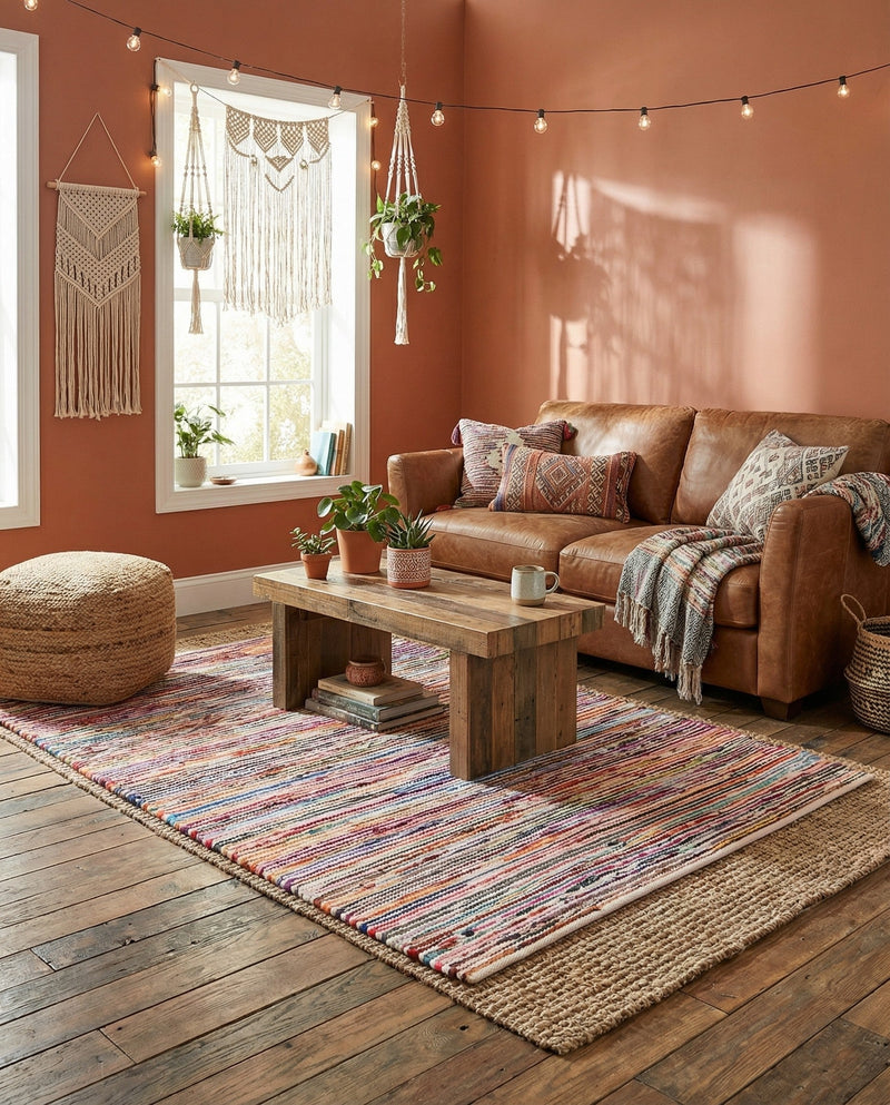 Thar Cotton Collection Area Rug - Alleppey Rectangle Multi White  lifestyle 27
