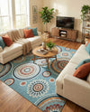 Seaside Blooms Collection Area Rug -  Eden Rectangle Light Blue  lifestyle 50