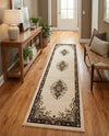Tabriz Tapestry Collection Area Rug - Azerbaijan (Ivory) Runner Ivory  lifestyle 43