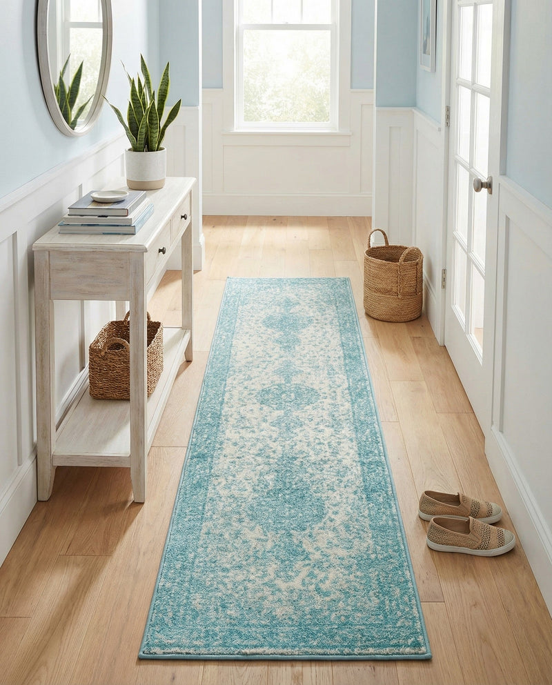 Dover Terrace Collection Area Rug - Marina (Aqua) Runner Aqua  lifestyle 58