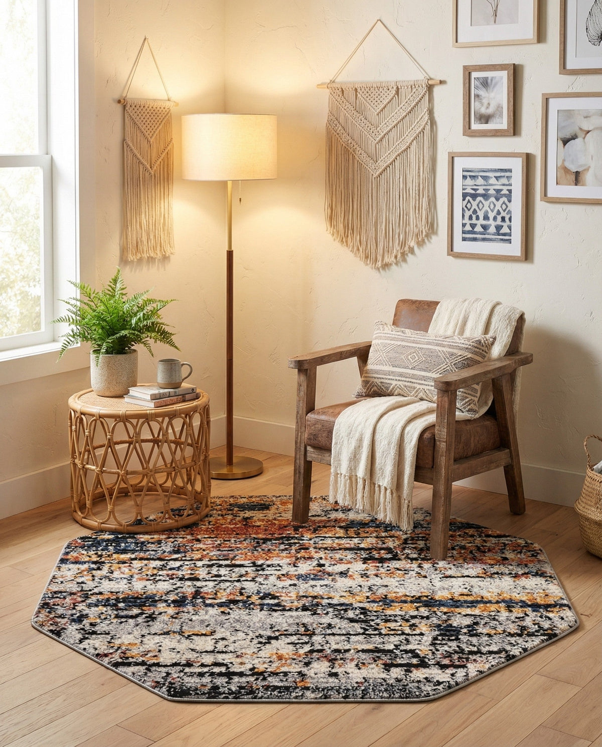 Santa Fe Trails Collection Area Rug -  Chaparral Octagon Multi  lifestyle 135
