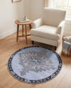 Heritage Elegance Collection Area Rug -  Winterthur (Blue Gray) Round Blue Gray  lifestyle 82