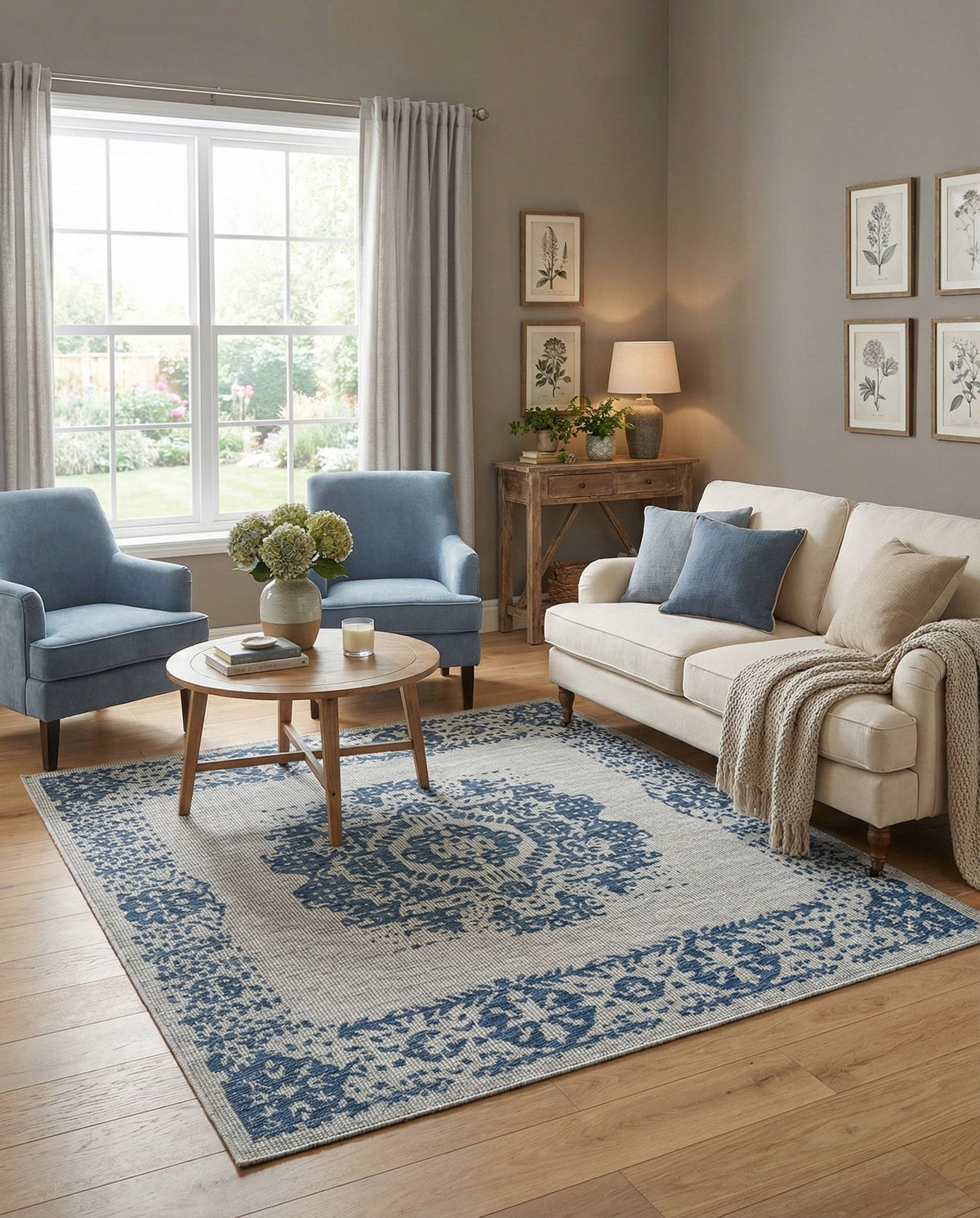 Patio Heritage Collection Area Rug - Savannah (Blue) Square Blue  lifestyle 94