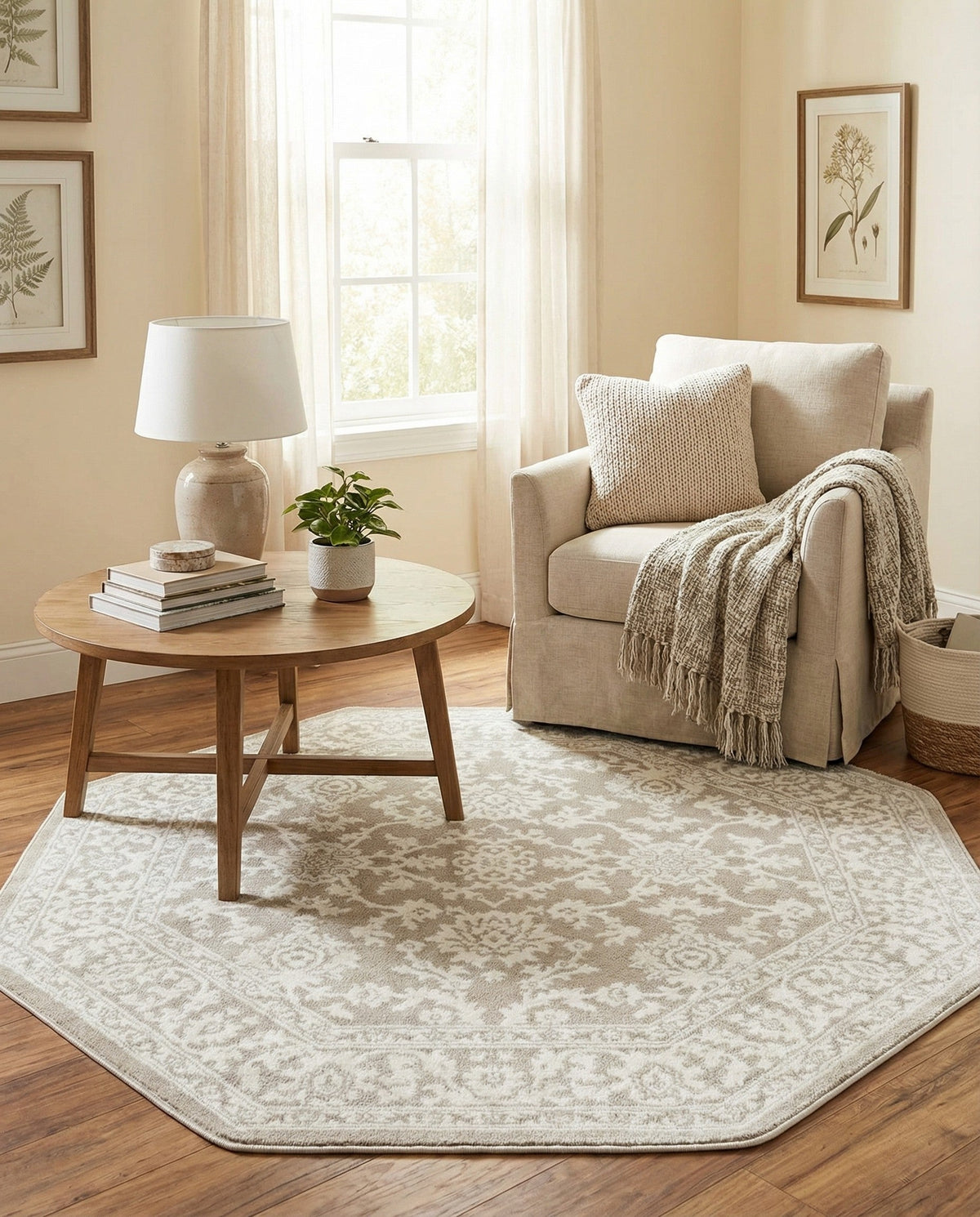 Savannah Elegance Collection Area Rug - Augusta (Light Gray) Octagon Light Gray  lifestyle 87