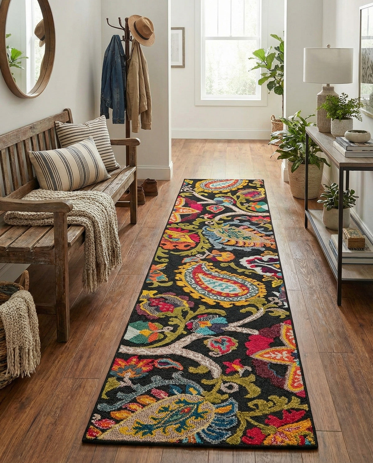 Outdoor Marrakesh Collection Area Rug - Fes Runner Multi Black  lifestyle 152