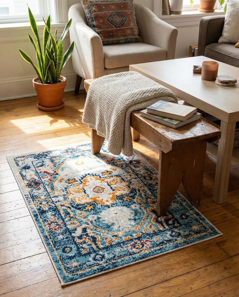 Parisian Elegance Collection Area Rug - Versailles (Teal) Rectangle Teal  lifestyle 14