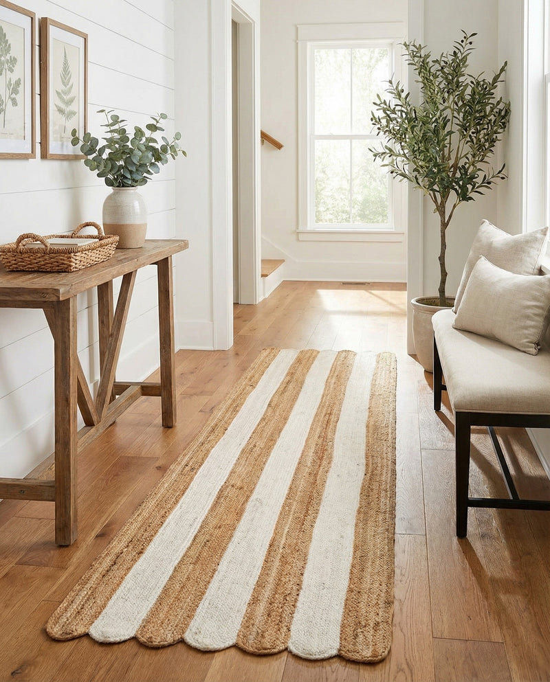 Serenity Braided Jute Collection Area Rug - Luna Runner Natural and Ivory  lifestyle 31