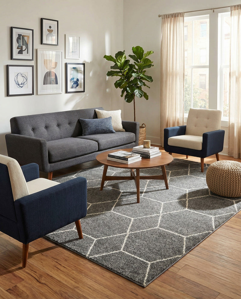 Trellis Mosaic Collection Area Rug - Arborville (Light Gray) Rectangle Light Gray  lifestyle 11