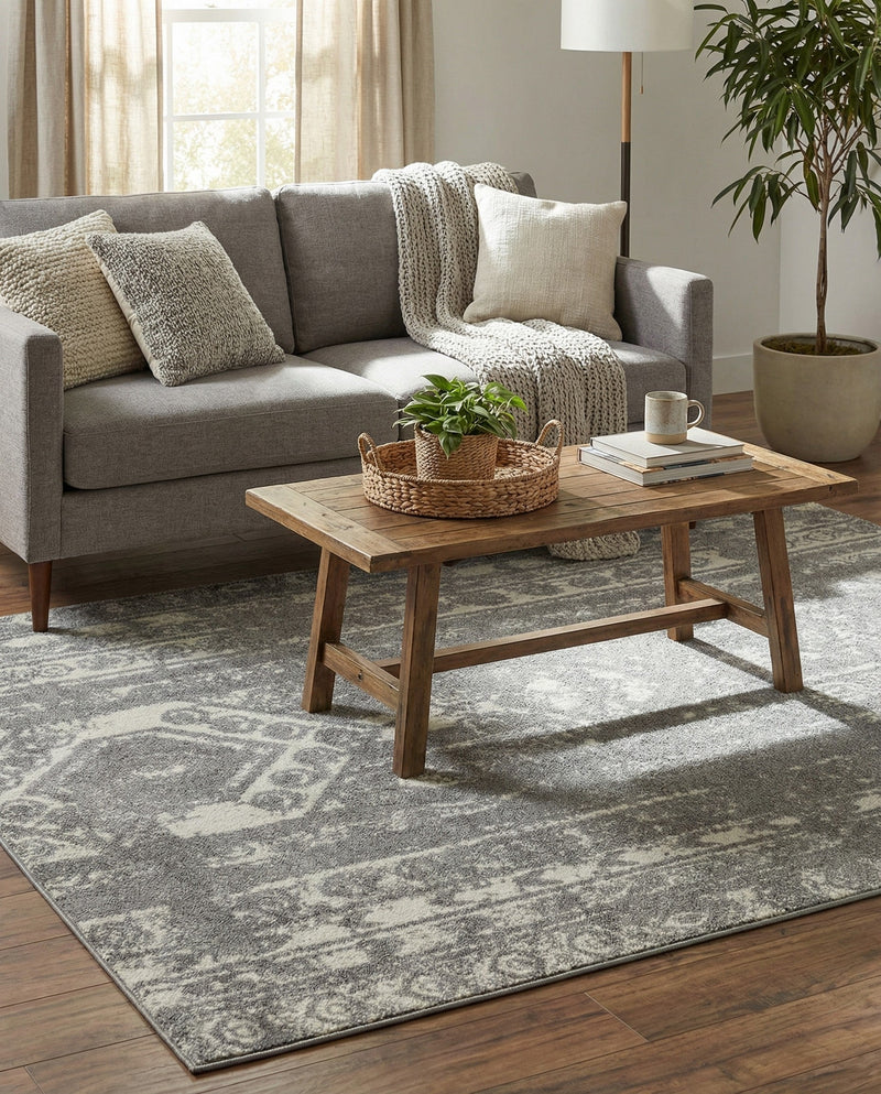 Brighton Stripes Collection Area Rug - Sussex (Gray and Ivory) Rectangle Gray and Ivory  lifestyle 19