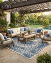 Patio Heritage Collection Area Rug -  Lafayette (Blue) Square Blue  lifestyle 68