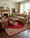 Tabriz Tapestry Collection Area Rug - Azerbaijan (Burgundy) Rectangle Burgundy  lifestyle 17