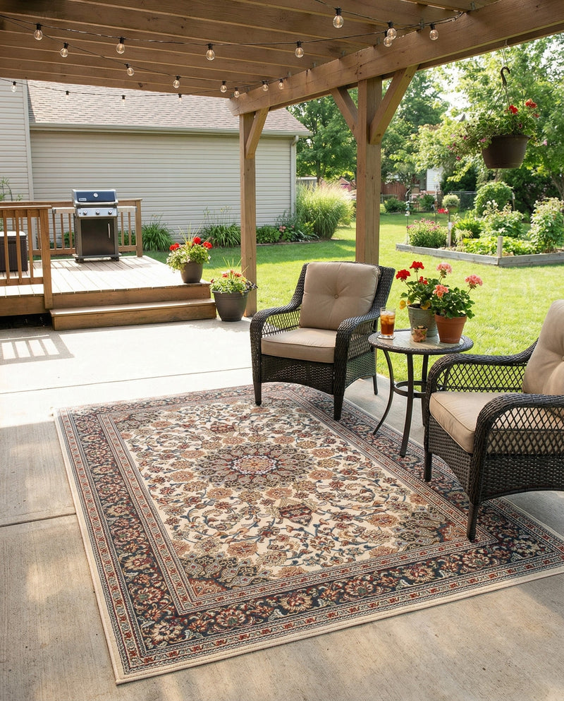 Patio Heritage Collection Area Rug -  Bower Rectangle Ivory  lifestyle 71