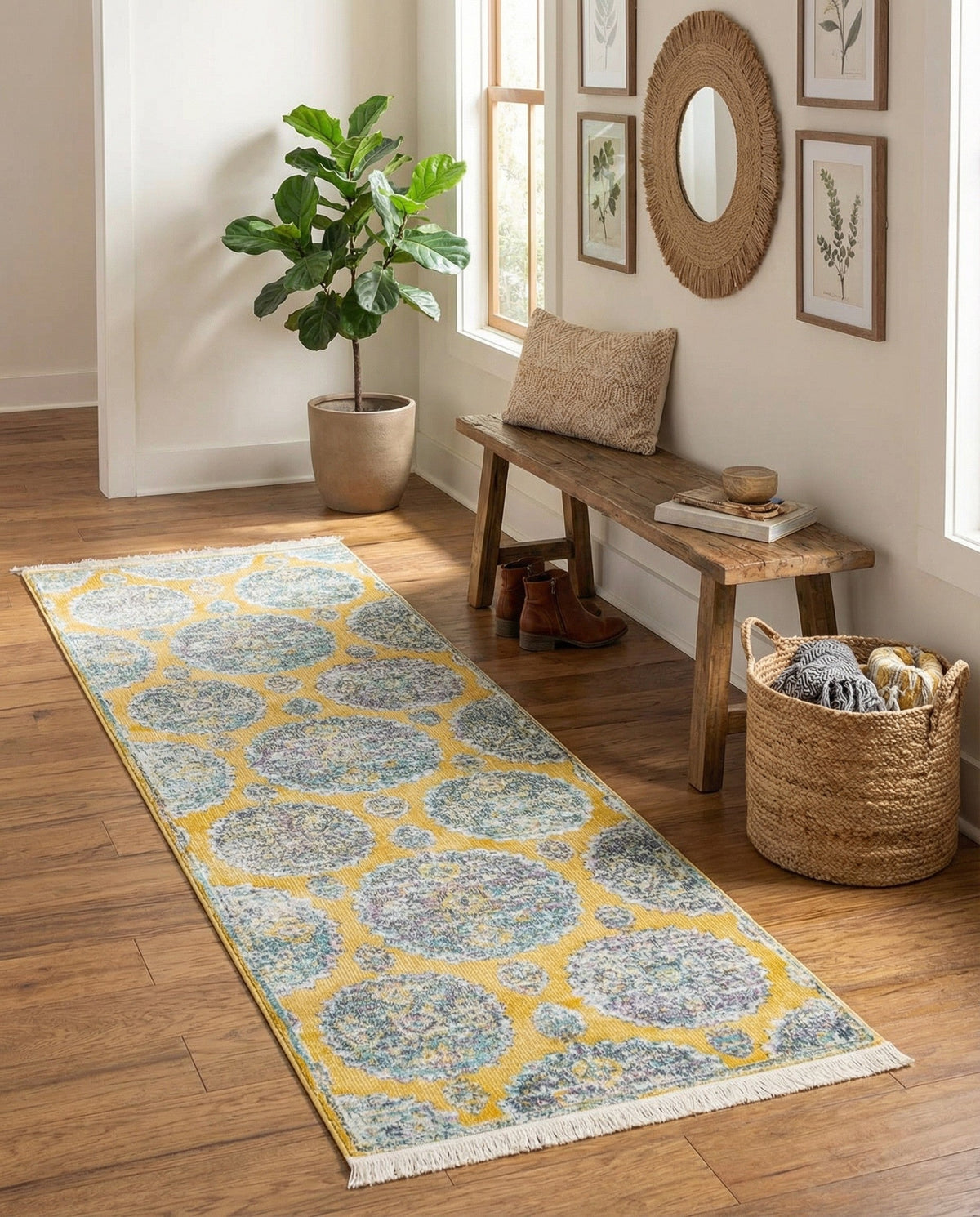 Arcadia Rugs Collection Area Rug -  Atlantis (Yellow) Runner Yellow  lifestyle 82