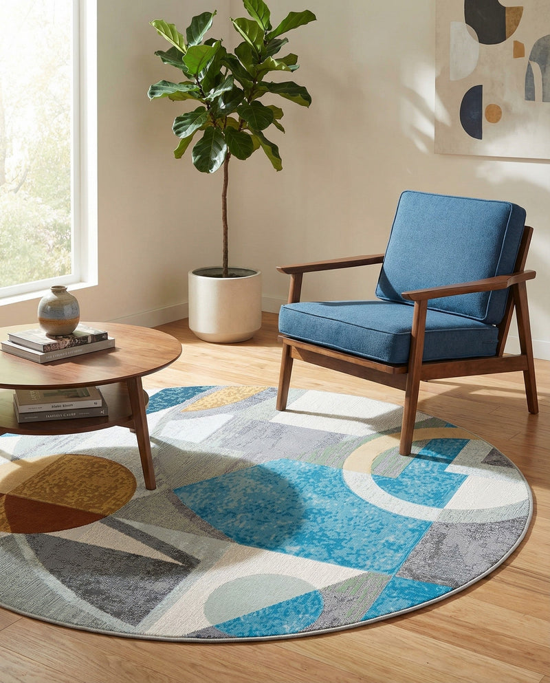 Urban Terrace Collection Area Rug -  Loggia Round Multi  lifestyle 55