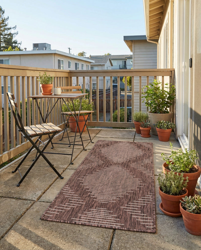 Urban Terrace Collection Area Rug -  Chelsea (Brown) Runner Brown  lifestyle 72