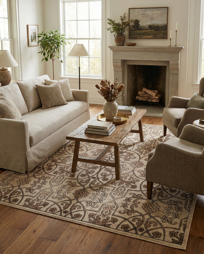 Andes Summit Collection Area Rug -  Merida Square Dark Beige  lifestyle 40