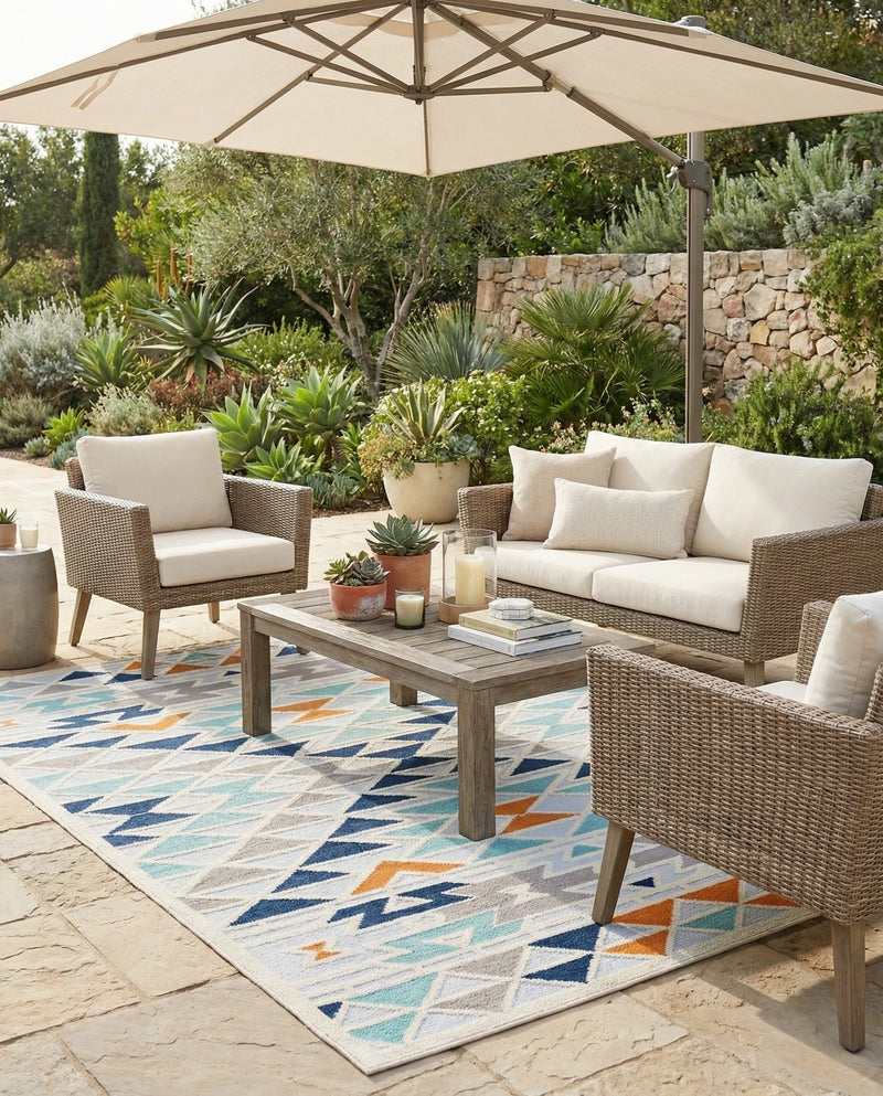 Bahama Breeze Outdoor Collection Area Rug -  Andros Rectangle Gray  lifestyle 20