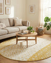 Mediterranean Lattice Collection Area Rug -  Casablanca (Ivory and Yellow) Round Ivory and Yellow  lifestyle 27