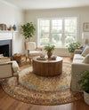 Patio Heritage Collection Area Rug -  Pergola Round Blue and Light Brown  lifestyle 62