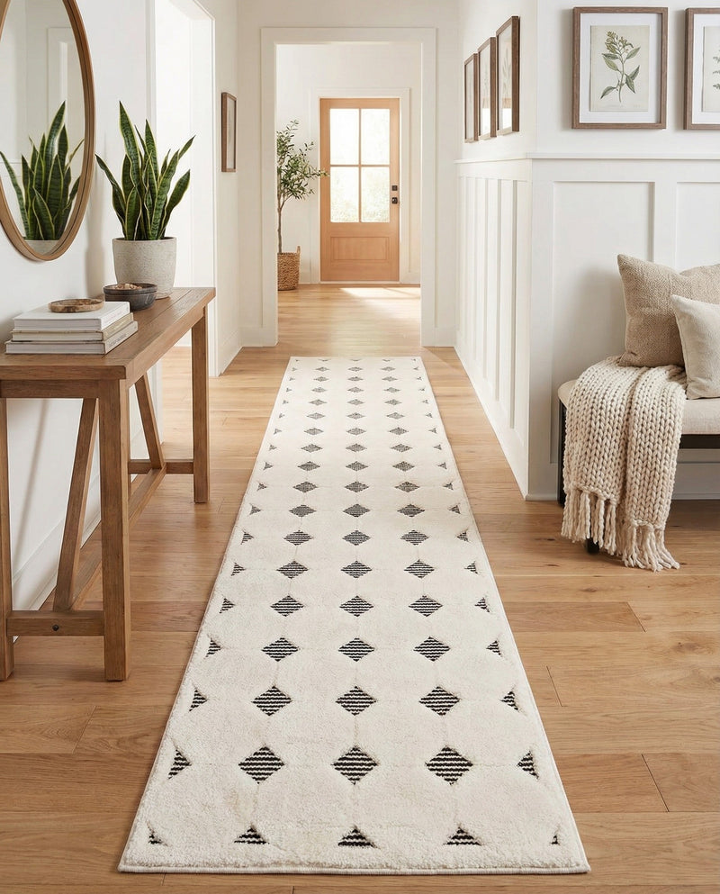 Monochrome Collection Area Rug -  Quartz Runner Black and White  lifestyle 53