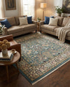 Persian Elegance Collection Area Rug -  Kerman (Blue) Square Blue  lifestyle 54