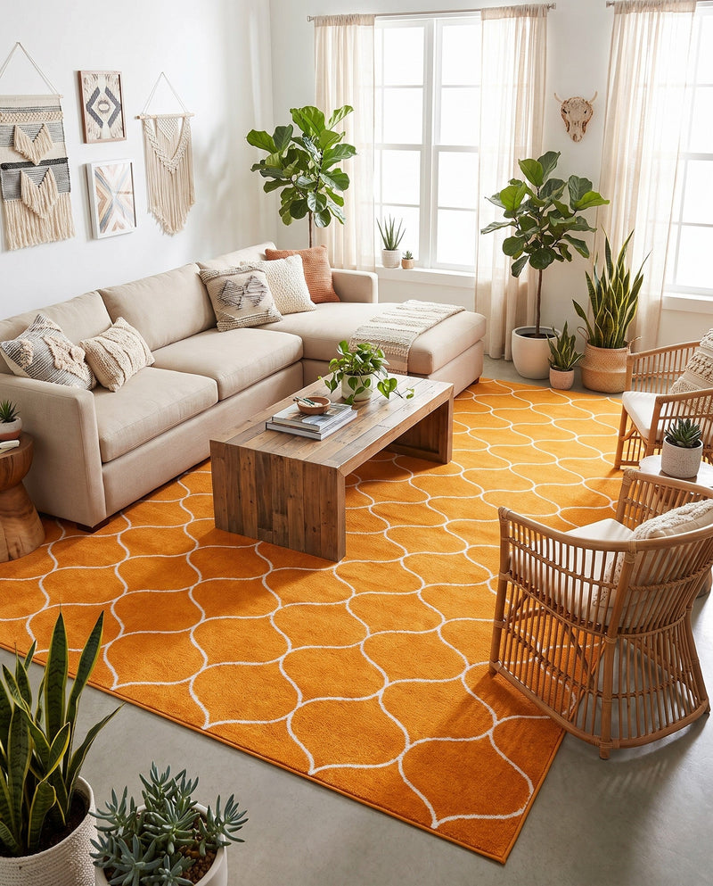 Trellis Mosaic Collection Area Rug -  Pergolatown (Orange) Rectangle Orange  lifestyle 21